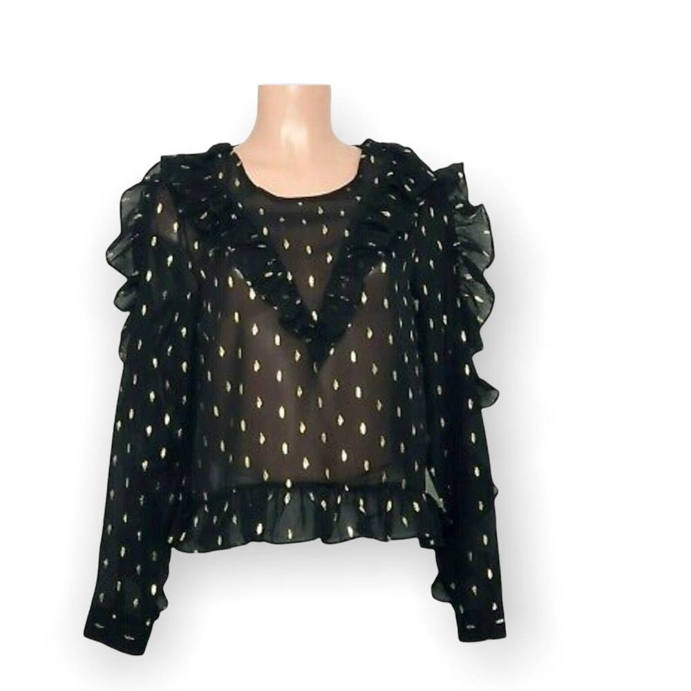 New with tag Free Generation LA sheer blouse ruffled size Small